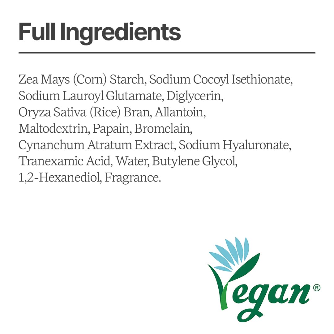 Rice Bran Powder Wash | Gentle Exfoliating Face Wash for Sensitive Skin | Vegan Enzyme Face Scrubber & Exfoliator for Sebum Control – Product of Korea | 60 g (2.1 oz)