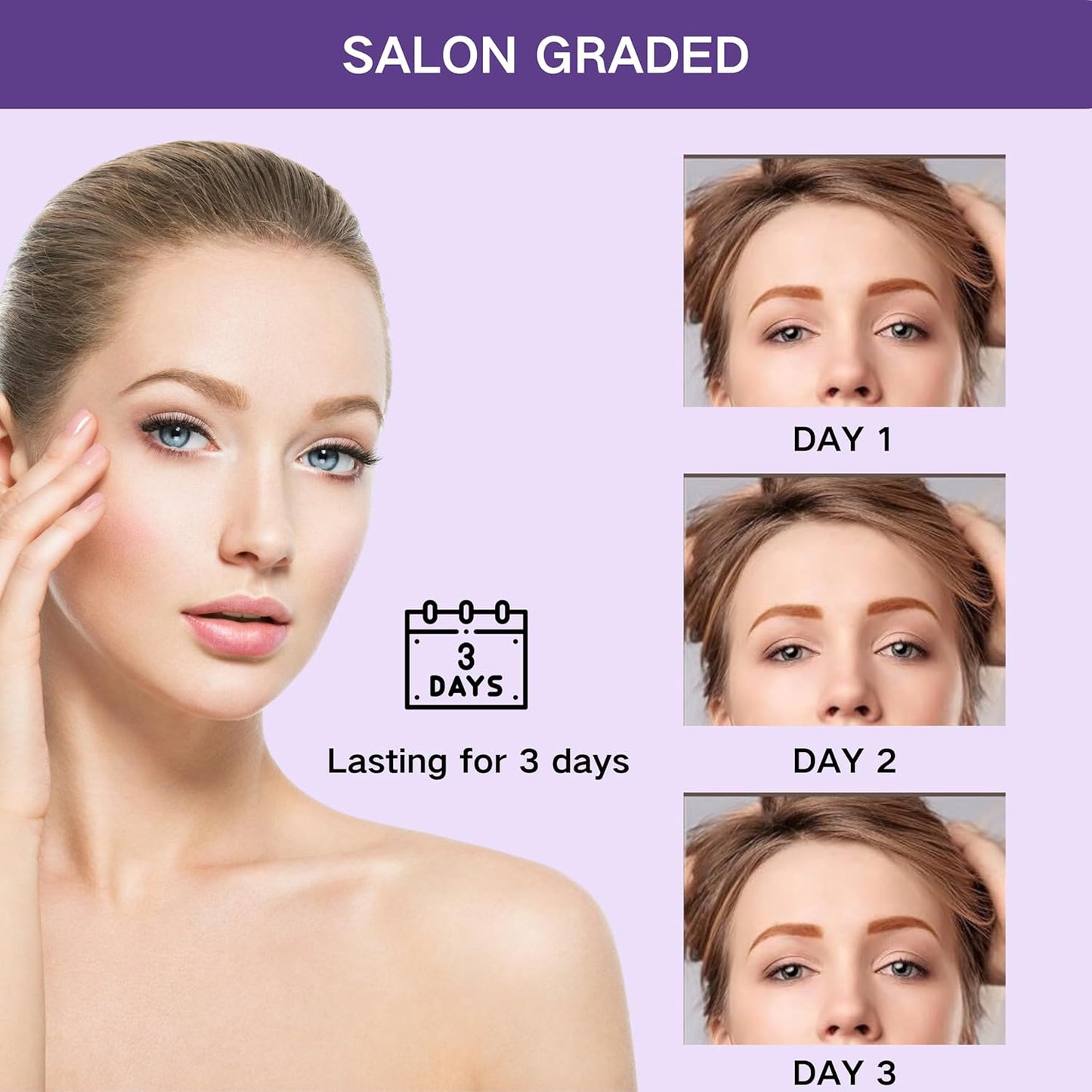 2 Pcs Dark Brown Easy Peel Off Eyebrow Gel, Tattoo Eyebrow Tint, Waterproof & Sweatproof Peel Off Tinted Eyebrow, Long-lasting Natural Color Up to 3 Days, Eyebrow Tattoo for All Skin Types (#01)