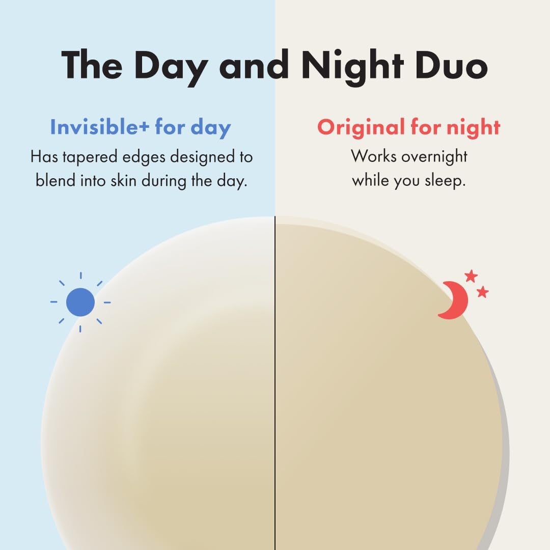 Mighty Patch™ Day and Night Patches – The Hydrocolloid Patch Duo Pack. Derm-Tested. Medical-Grade Hydrocolloid. Absorbs Pimple Gunk in 6-8 Hours. 36ct (18x Original, 18x Invisible+)