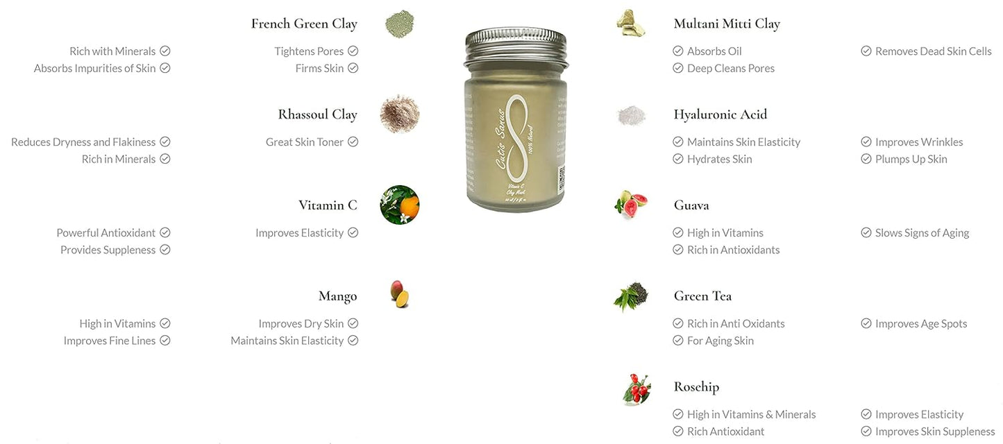 100% Natural Vitamin C Clay Exfoliating Face Mask 120g All Clay & No Water …