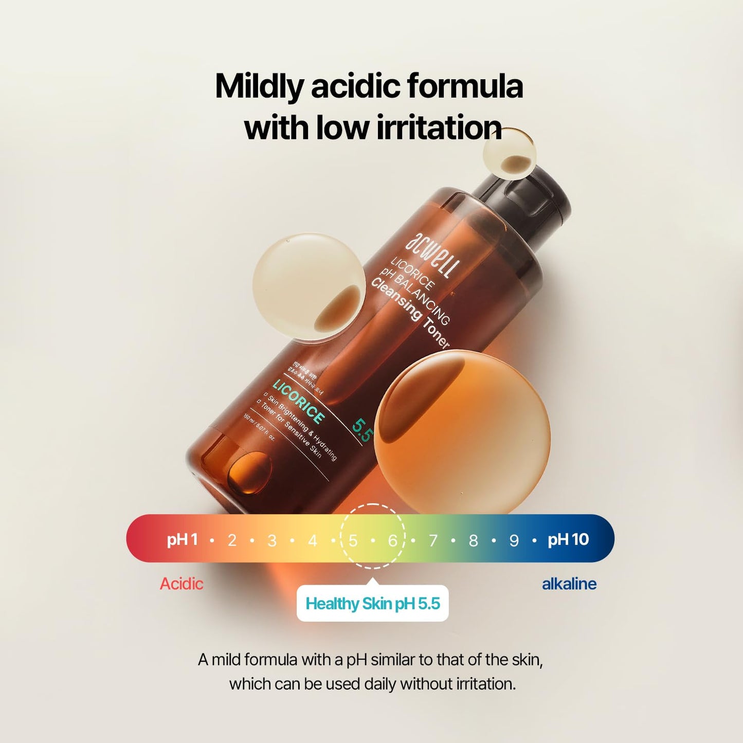 ACWELL Licorice pH Balancing Korean Toner for Cleansing 10.14 fl.oz. - Alcohol-Free PH5.5 Hydrating Facial Astringent - Skin Clarifying & Hydration Boosting Toner