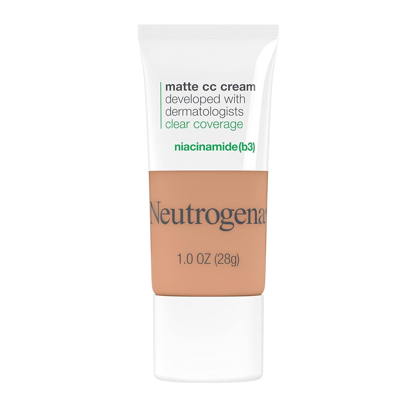 Neutrogena Clear Coverage Flawless Matte CC Cream, Full-Coverage Color Correcting Cream Face Makeup with Niacinamide (b3), Hypoallergenic, Oil Free & Fragrance Free, Warm Linen, 1 oz