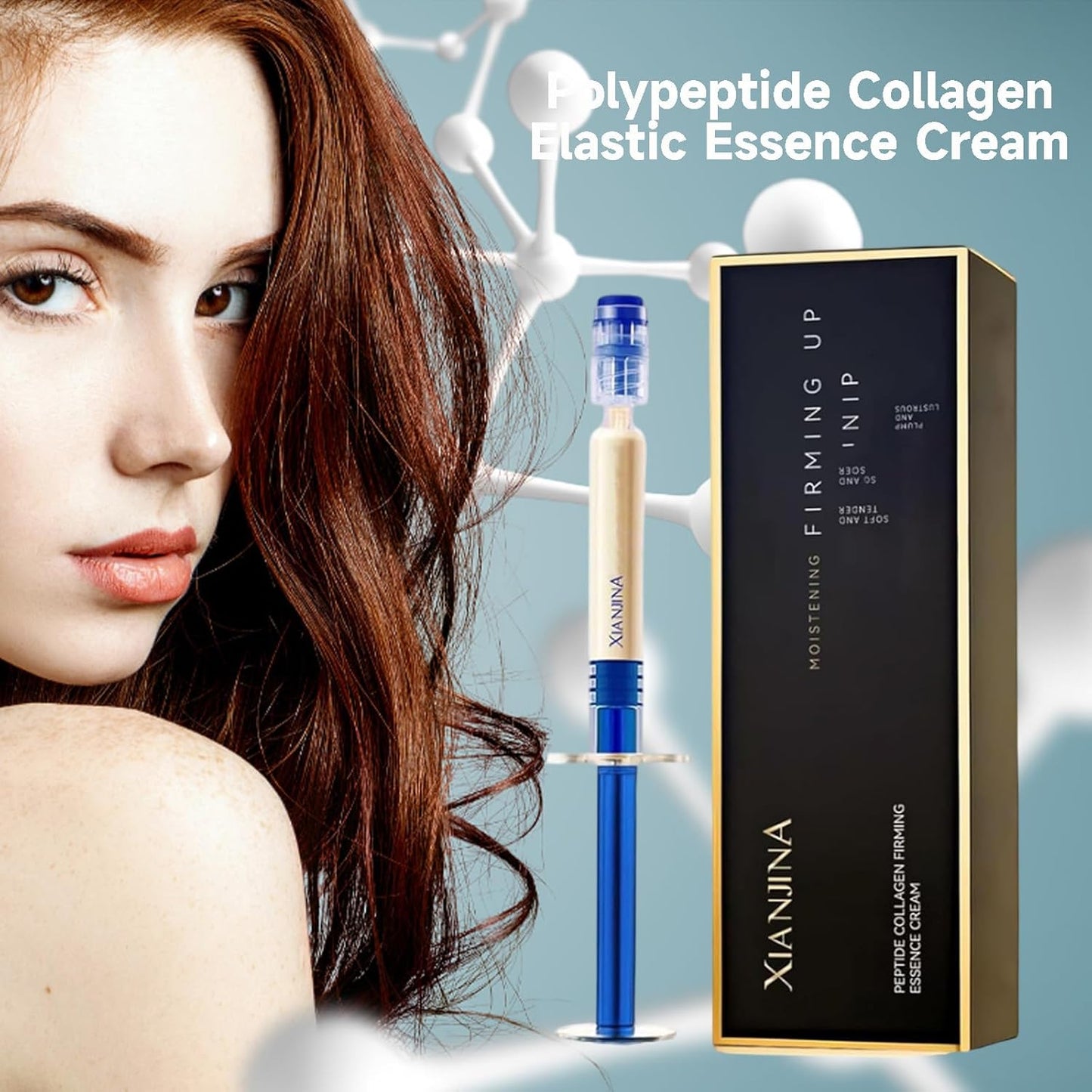 Polypeptide Collagen Elastic Essence Cream - Xianjina Anti-Wrinkle Firming Face Lotion for Women with Micro-Molecular Peptides (2PC)