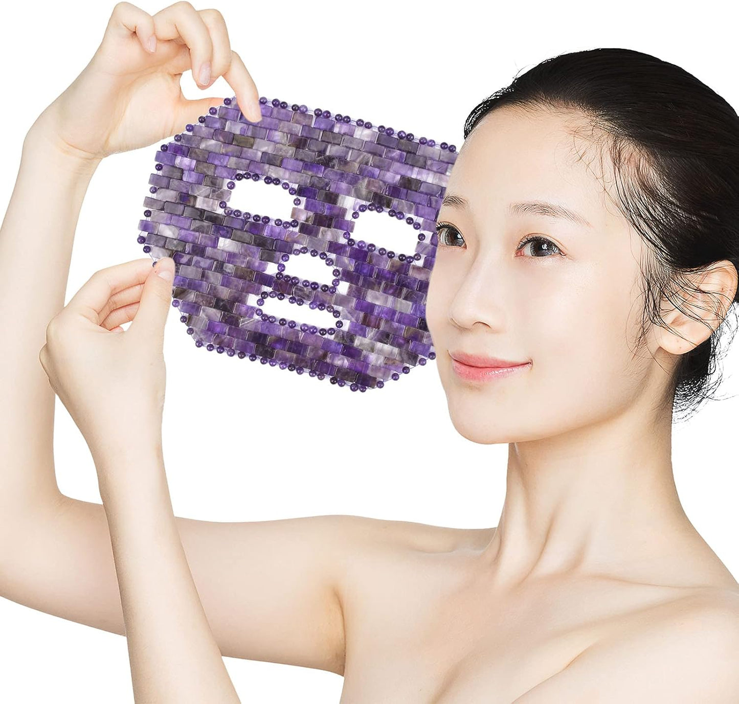 Jade Facial Mask｜100% All Natural Jade Sleep Mask｜Diminish Puffiness｜Soothe Eye Fatigue (Purple)