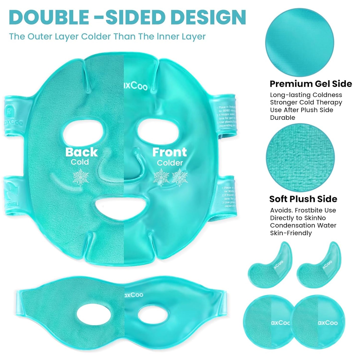 Ice Face Eye Mask for Dark Circles and Puffiness Cold Warm Compress, Gel Cold Cooling Face Mask Package for Women and Men, Migraines, Headache, Stress and Relaxation