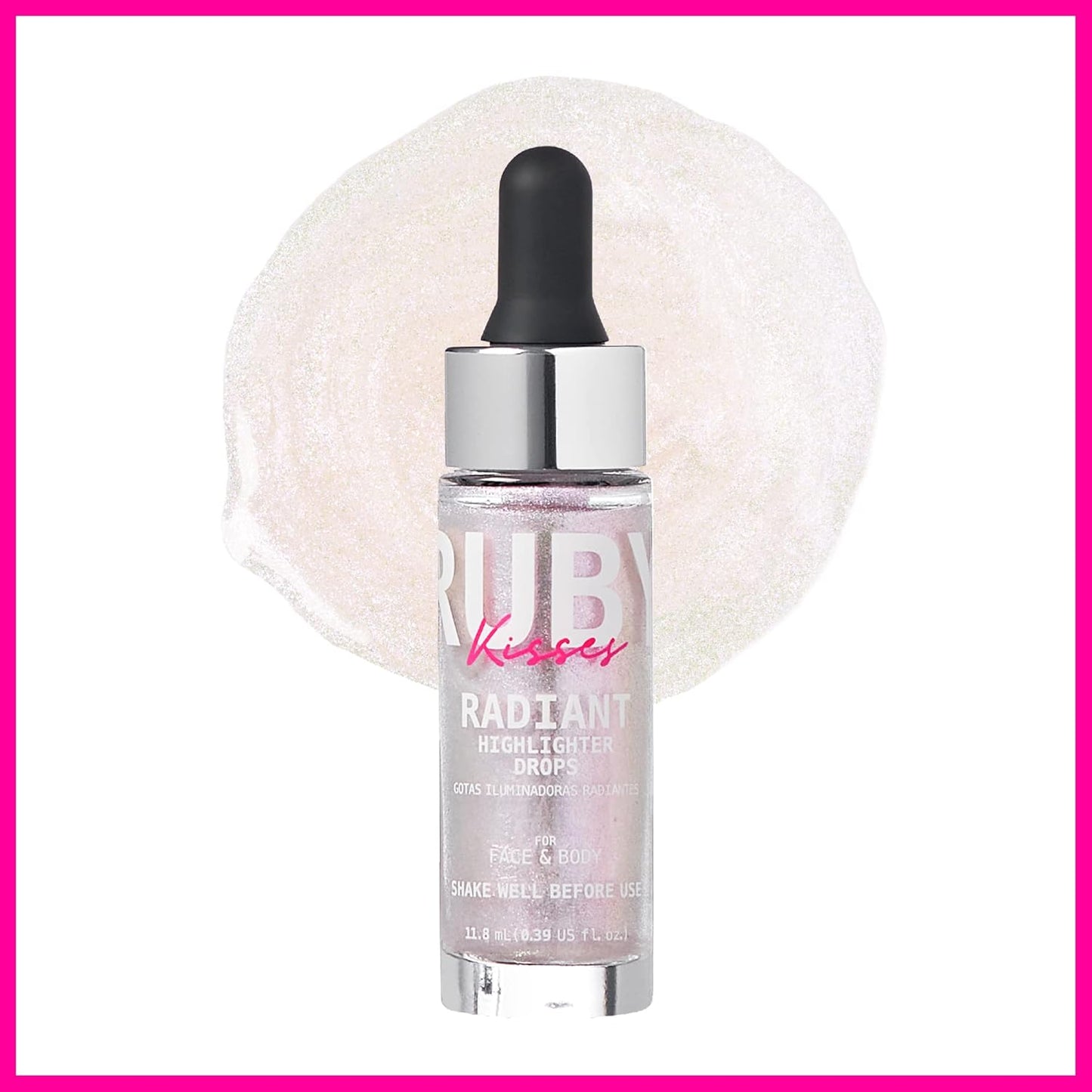 Ruby Kisses Radiant Drops, Shimmer Liquid Highlighter Makeup, Smooth Illuminator for Face Body, Natural Glow Dewiness Glitter for Skin (UNICORN)