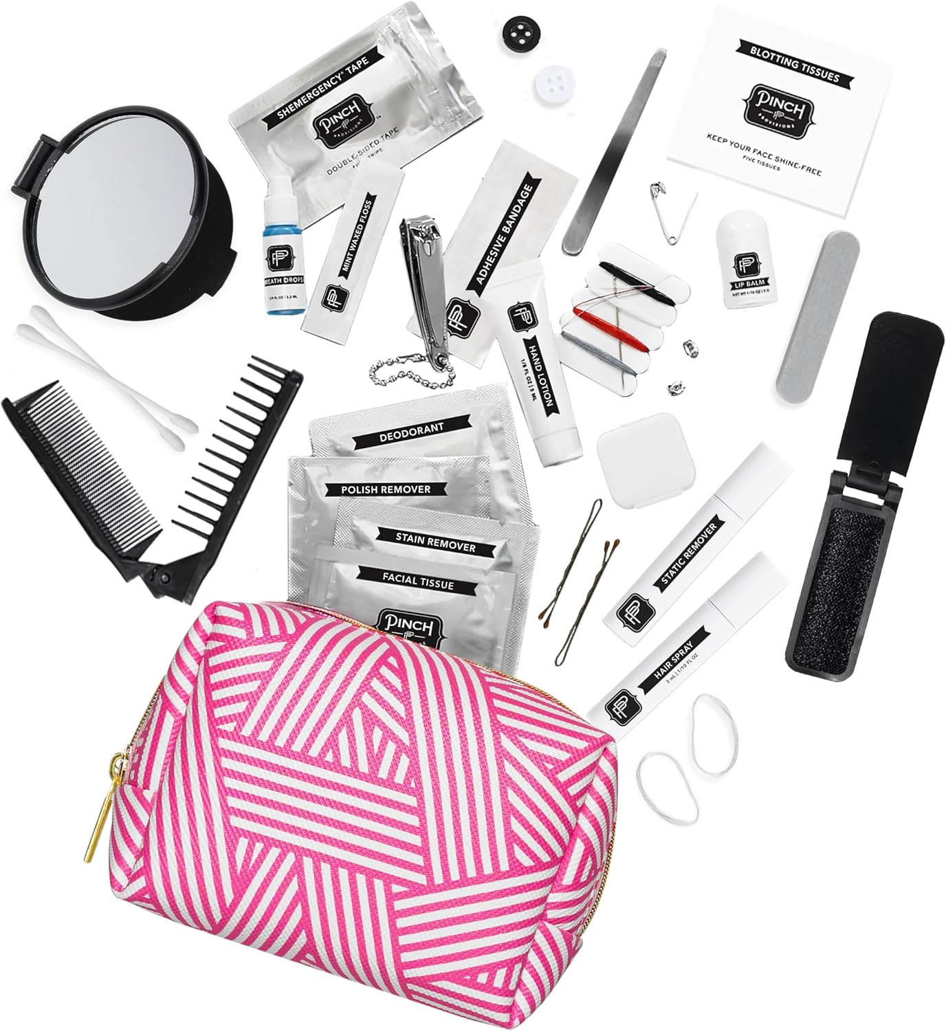 Pinch Provisions Shemergency Kit for Her, 40 Emergency Essential Items, Compact, Multi-Functional Pouch, Gift for Women, Birthday, Bachelorette Parties, and More!