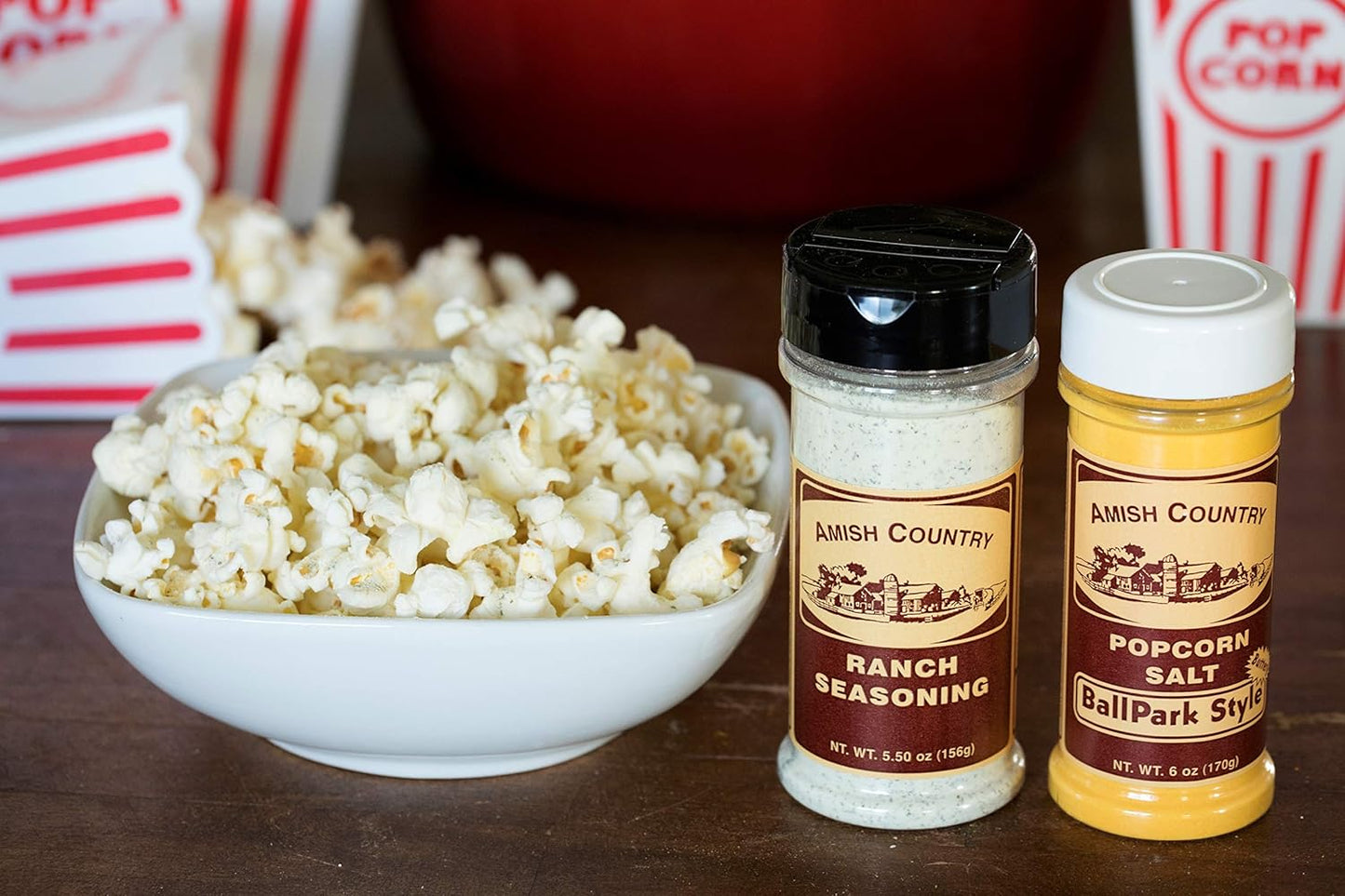 Amish Country Popcorn | Seasoning Variety Pack | BallPark Style ButterSalt - 5.5 oz and Ranch - 5.5 oz Popcorn Seasoning | Old Fashioned, Non-GMO and Gluten Free